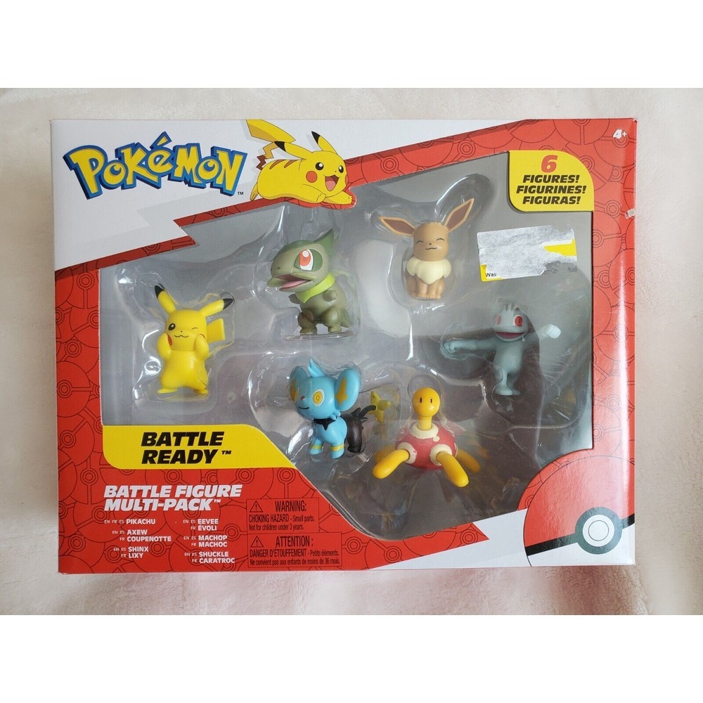 Pokémon BATTLE Ready 6 Figures Pikachu Axew Shinx Eevee Machop Shuckle